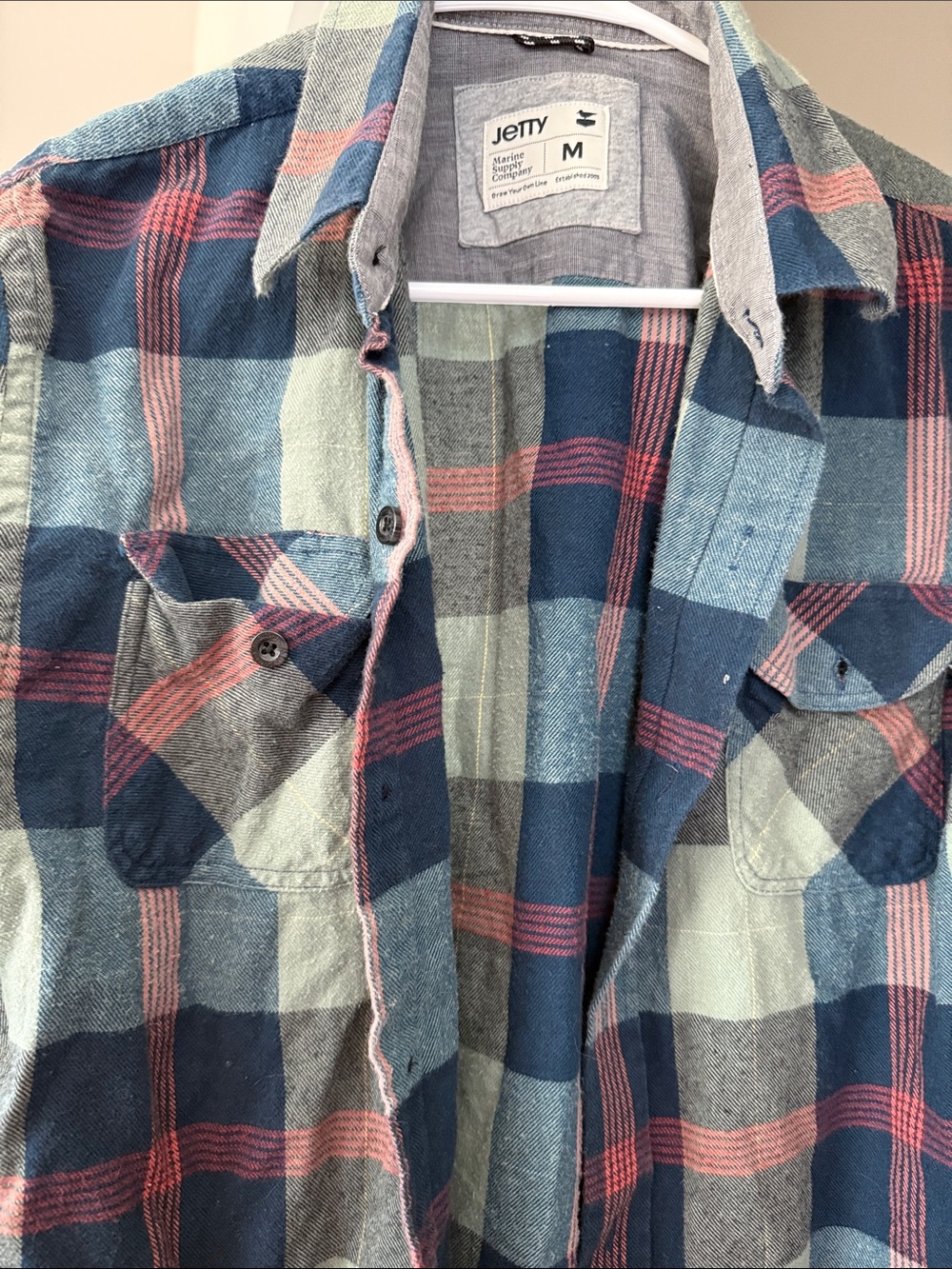JETTY Men’s Blue Plaid Casual Button-Down Shirt